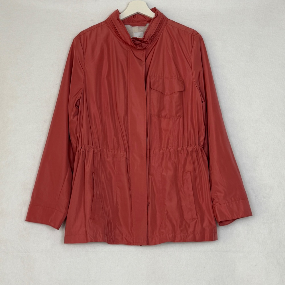 J.Jill Women Lightweight Anorak Rain Coat Jacket Coral‎ Size L Hoodie Minimalist
